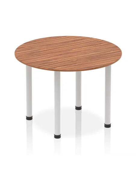 Dynamic Impulse 1000mm Round Table Walnut Top Silver Post Leg I004374