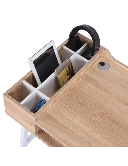 HOMCOM Computer Desk, Writing Desk, Study Workstation with Drawer, Storage Compartments, Cable Management, Laptop Table, Metal F