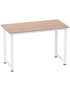 HOMCOM Computer Desk, Writing Table, 120 x 60 x 76cm Workstation for Home Office, Study with Metal Frame, Simple Assembly, White
