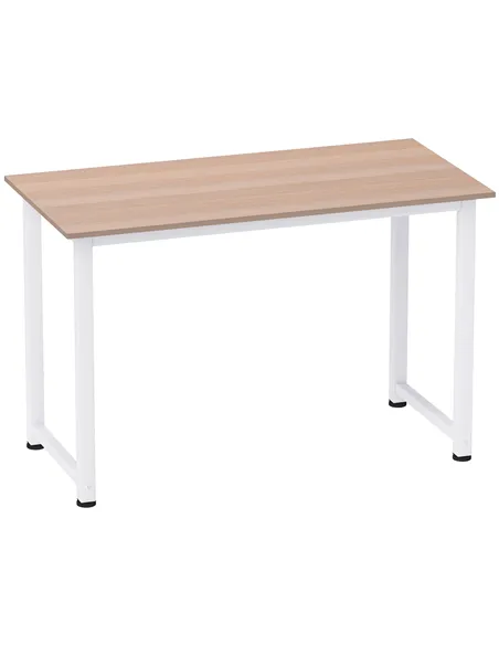 HOMCOM Computer Desk, Writing Table, 120 x 60 x 76cm Workstation for Home Office, Study with Metal Frame, Simple Assembly, White
