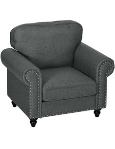 HOMCOM Mid-Century Armchair, with Pocket Springs - Charcoal Grey