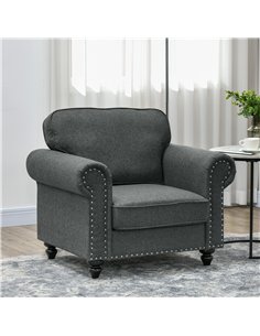 HOMCOM Mid-Century Armchair, with Pocket Springs - Charcoal Grey 2