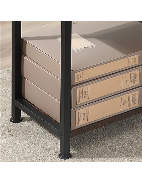 HOMCOM Office Desk with Storage Shelves, 120 CM Computer Desk, Industrial Study Table with Metal Frame for Home Office Small Spa