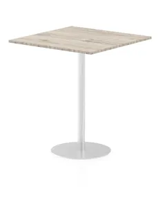 Dynamic Italia 1000mm Poseur Square Table Grey Oak Top 1145mm High Leg ITL0363