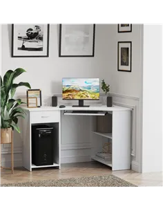 HOMCOM L-Shaped Corner Computer Desk w/ 2 Shelves Wide Worktop Keyboard Tray Drawer & CPU Stand Home Office Study Bedroom Furnit 2