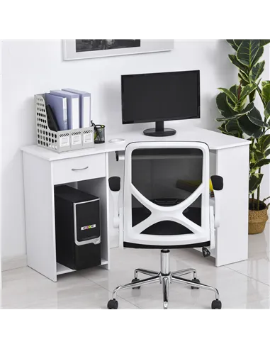 HOMCOM L-Shaped Corner Computer Desk w/ 2 Shelves Wide Worktop Keyboard Tray Drawer & CPU Stand Home Office Study Bedroom Furnit