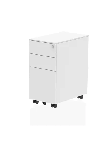 Dynamic Steel Slim Mobile Pedestal White I000906