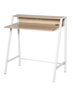 HOMCOM Writing Desk Computer Table Home Office PC Laptop Workstation Storage Shelf 84L x 45W cm White and Oak
