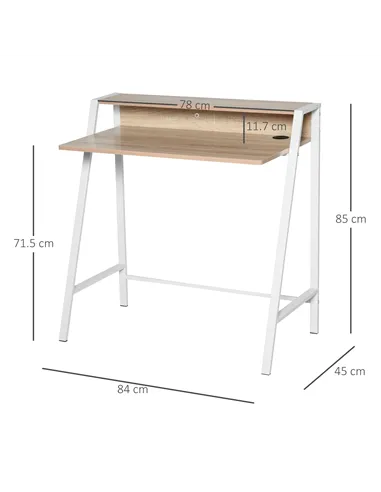 HOMCOM Writing Desk Computer Table Home Office PC Laptop Workstation Storage Shelf 84L x 45W cm White and Oak