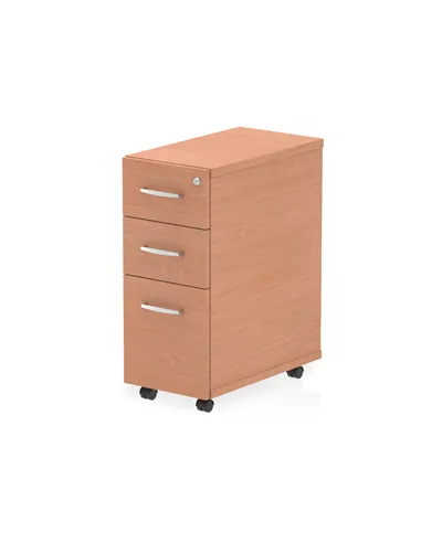 Dynamic Impulse 3 Drawer Narrow Under Desk Pedestal Beech I001649