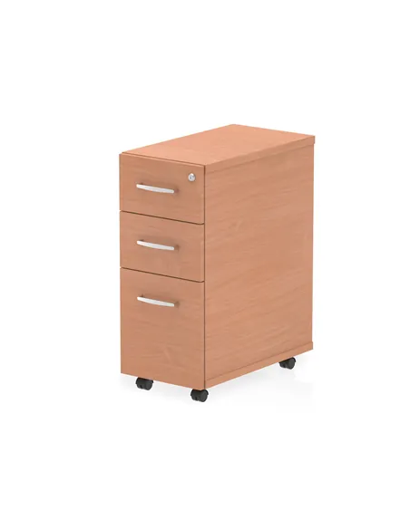 Dynamic Impulse 3 Drawer Narrow Under Desk Pedestal Beech I001649