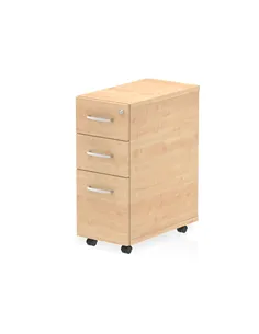 Dynamic Impulse 3 Drawer Narrow Under Desk Pedestal Maple I001658