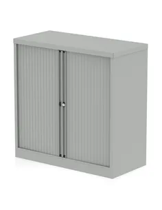 Dynamic Qube by Bisley 1000mm Side Tambour Cupboard Goose Grey No Shelves BS0001