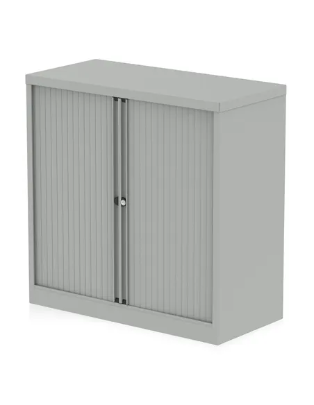 Dynamic Qube by Bisley 1000mm Side Tambour Cupboard Goose Grey No Shelves BS0001