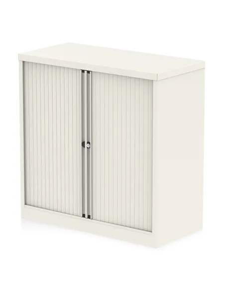 Dynamic Qube by Bisley 1000mm Side Tambour Cupboard Chalk White No Shelves BS0002