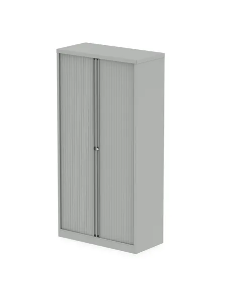 Dynamic Qube by Bisley 2000mm Side Tambour Cupboard Goose Grey No Shelves BS0014
