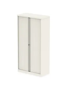 Dynamic Qube by Bisley 2000mm Side Tambour Cupboard Chalk White No Shelves BS0015