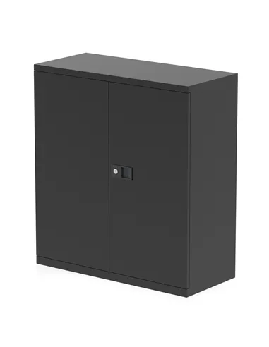Dynamic Qube by Bisley Stationery 1000mm 2-Door Cupboard Black With Shelf BS0024
