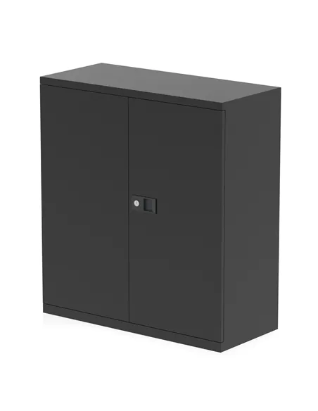 Dynamic Qube by Bisley Stationery 1000mm 2-Door Cupboard Black With Shelf BS0024