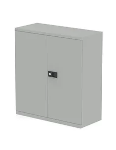 Dynamic Qube by Bisley Stationery 1000mm 2-Door Cupboard Goose Grey With Shelf BS0025