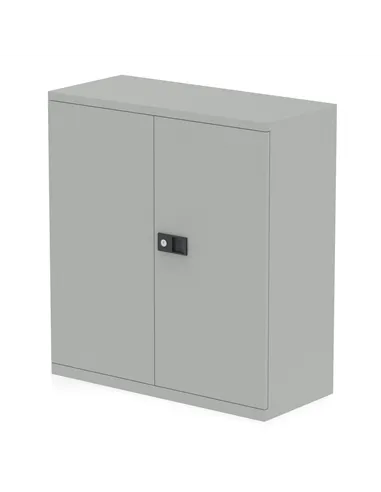 Dynamic Qube by Bisley Stationery 1000mm 2-Door Cupboard Goose Grey With Shelf BS0025