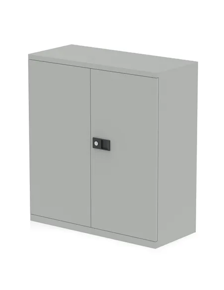 Dynamic Qube by Bisley Stationery 1000mm 2-Door Cupboard Goose Grey With Shelf BS0025