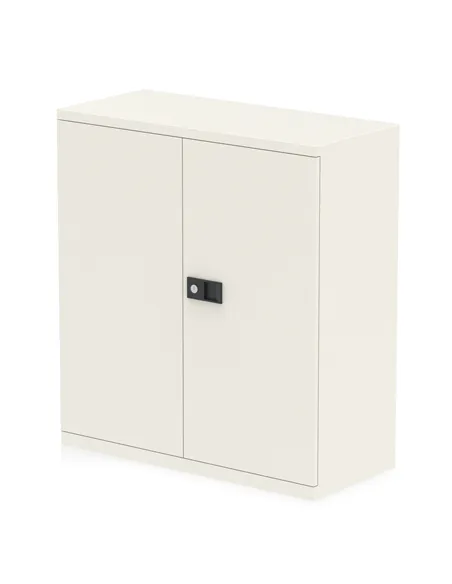 Dynamic Qube by Bisley Stationery 1000mm 2-Door Cupboard Chalk White With Shelf BS0026