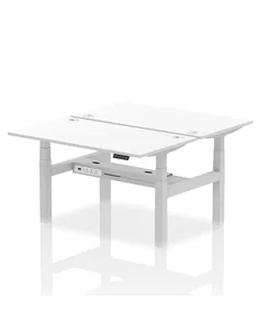 Dynamic Air 1400 x 800mm Height Adjustable 2 Person Bench Desk White Top Cable Ports HA02024