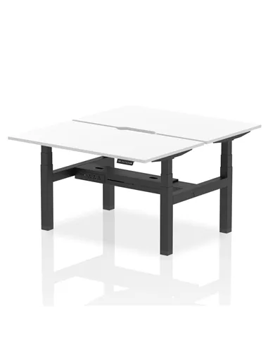 Dynamic Air 1400 x 800mm Height Adjustable 2 Person Bench Desk White Top Scalloped Edge HA02028