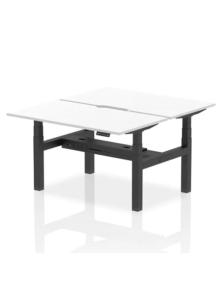 Dynamic Air 1400 x 800mm Height Adjustable 2 Person Bench Desk White Top Scalloped Edge HA02028