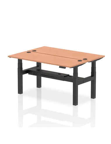 Dynamic Air 1600 x 600mm Height Adjustable 2 Person Bench Desk Beech Top Cable Ports HA02178