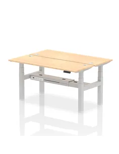 Dynamic Air 1600 x 600mm Height Adjustable 2 Person Bench Desk Maple Top Cable Ports HA02192