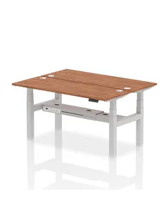 Dynamic Air 1600 x 600mm Height Adjustable 2 Person Bench Desk Walnut Top Cable Ports HA02204