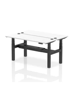 Dynamic Air 1600 x 600mm Height Adjustable 2 Person Bench Desk White Top Cable Ports HA02208