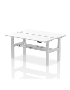 Dynamic Air 1600 x 600mm Height Adjustable 2 Person Bench Desk White Top Cable Ports HA02210