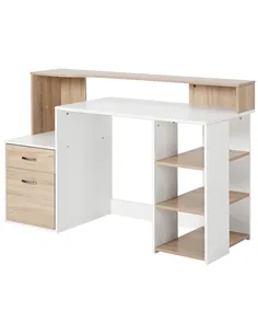 HOMCOM Computer Desk with Drawers and Storage Shelves, Office Desk Writing Table with Printer Stand, Large Workstation for Study