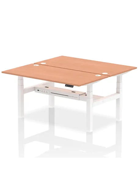Dynamic Air 1600 x 800mm Height Adjustable 2 Person Bench Desk Beech Top Cable Ports HA02290