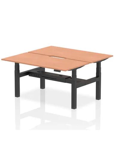 Dynamic Air 1600 x 800mm Height Adjustable 2 Person Bench Desk Beech Top Scalloped Edge HA02292
