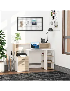 HOMCOM Computer Desk with Drawers and Storage Shelves, Office Desk Writing Table with Printer Stand, Large Workstation for Study 2