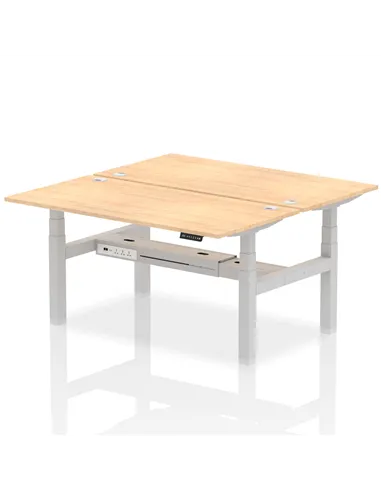 Dynamic Air 1600 x 800mm Height Adjustable 2 Person Bench Desk Maple Top Cable Ports HA02312