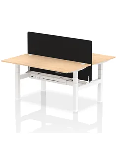 Dynamic Air 1600 x 800mm Height Adjustable 2 Person Bench Desk Maple Top Cable Ports Screen HA02315
