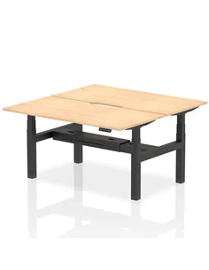 Dynamic Air 1600 x 800mm Height Adjustable 2 Person Bench Desk Maple Top Scalloped Edge HA02316