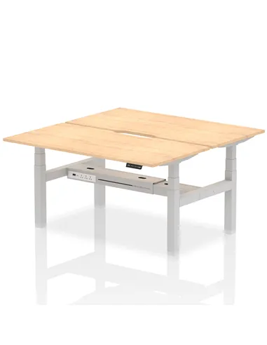 Dynamic Air 1600 x 800mm Height Adjustable 2 Person Bench Desk Maple Top Scalloped Edge HA02318
