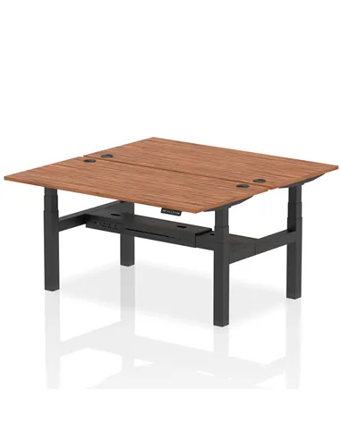 Dynamic Air 1600 x 800mm Height Adjustable 2 Person Bench Desk Walnut Top Cable Ports HA02334