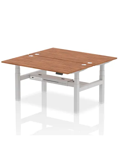 Dynamic Air 1600 x 800mm Height Adjustable 2 Person Bench Desk Walnut Top Cable Ports HA02336