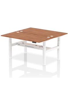 Dynamic Air 1600 x 800mm Height Adjustable 2 Person Bench Desk Walnut Top Cable Ports HA02338