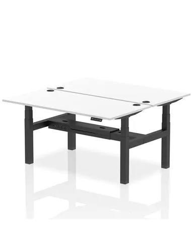 Dynamic Air 1600 x 800mm Height Adjustable 2 Person Bench Desk White Top Cable Ports HA02346