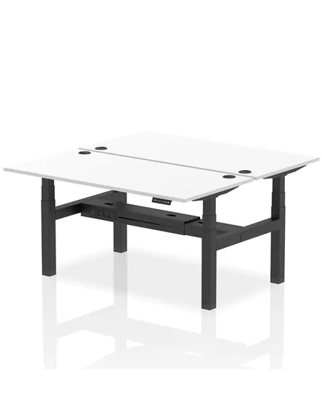 Dynamic Air 1600 x 800mm Height Adjustable 2 Person Bench Desk White Top Cable Ports HA02346