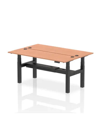 Dynamic Air 1800 x 600mm Height Adjustable 2 Person Bench Desk Beech Top Cable Ports HA02502