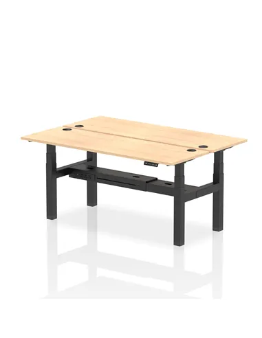 Dynamic Air 1800 x 600mm Height Adjustable 2 Person Bench Desk Maple Top Cable Ports HA02514